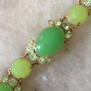 J. Crew Green Bead and  Crystal Bracelet NWOT